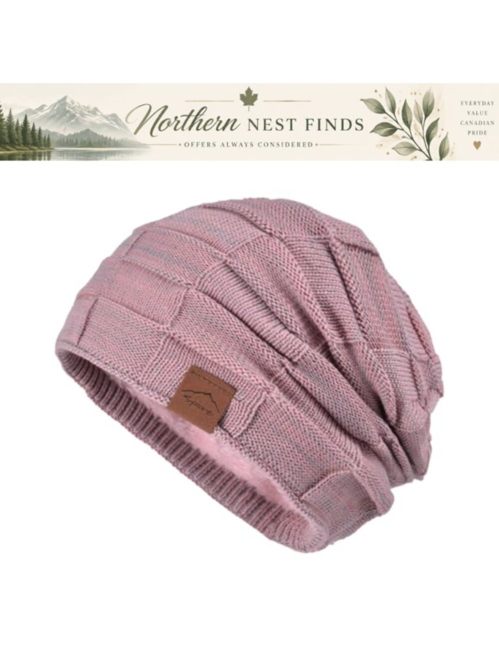 Slouchy Knit Beanie Hat Soft Warm Winter Skull Cap Unisex Acrylic